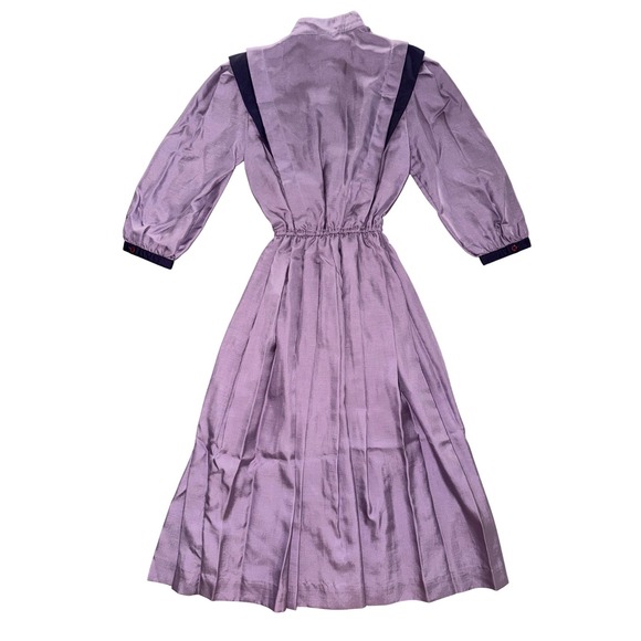 Vintage Joan Sparks for Daniel Barrett Purple Midi Dress 80s ILGWU Made USA G2 - Picture 11 of 13